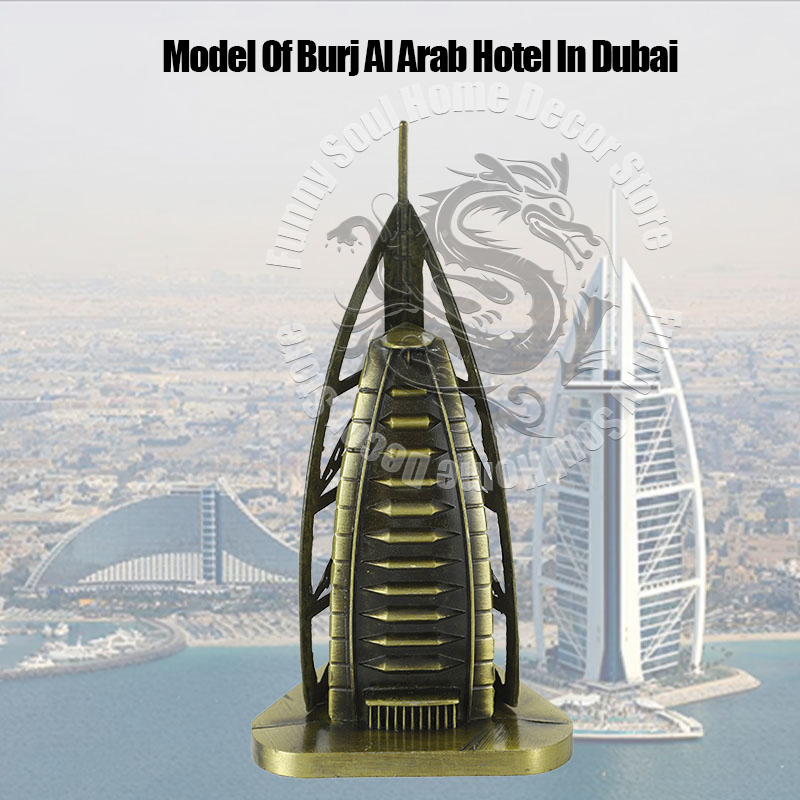 Home Office Dubai - 金属ブルジュアルアラブドバイ高級象徴的なホテルモデル帆型ランドマークリプリアエレガントなホームオフィスデスク装飾お土産ギフト