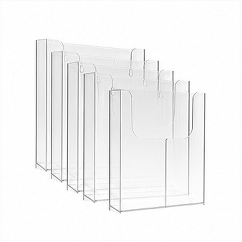 Document Holder Stand - 4個入り アクリル製 壁掛け式 パンフレットホルダー 透明 文具整理スタンド