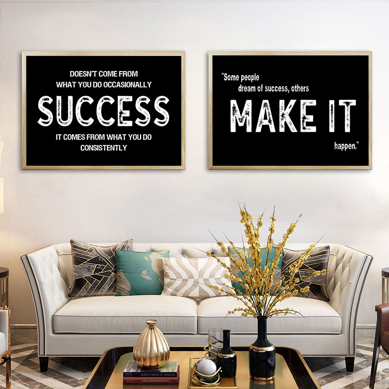 Home Office Room Inspiration - モダンな黒の感動的なキャンバスアートシンプルなオフィスリビングルームの壁の装飾ファッションモチベーションポスタープリント家の装飾