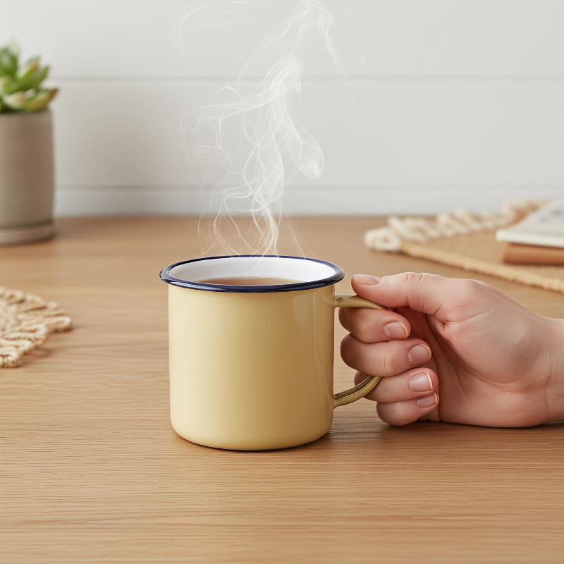 Home Office Logo - 耐久性のあるエナメル製ドリンクマグカップ、カスタムロゴ入り、複数の色とサイズ展開、家庭、オフィス、キャンプ、誕生日プレゼントに最適