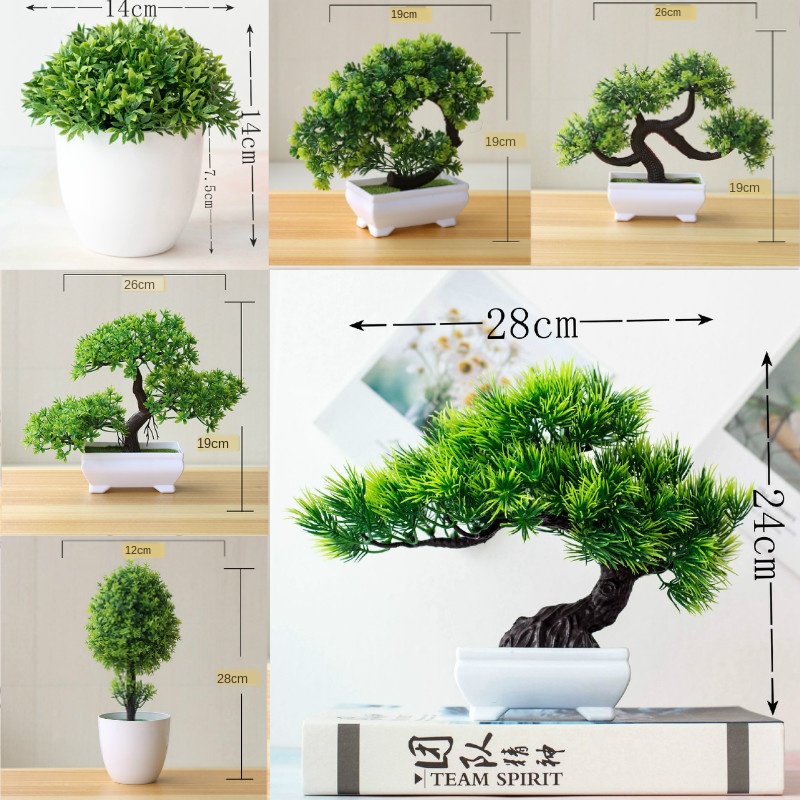 Home Office Layout - 新緑人工植物盆栽小さな木草花鉢植え盆栽ハロウィン結婚式クリスマスパーティーホームオフィスの装飾