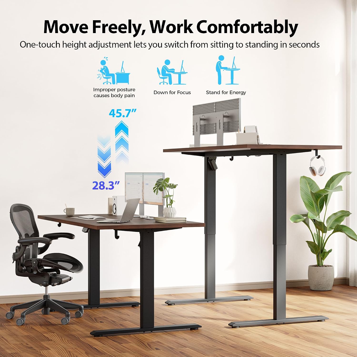 電動スタンディングデスク、55 x 28インチの高さ調節可能 - Home Office Work Table のレビューと価格