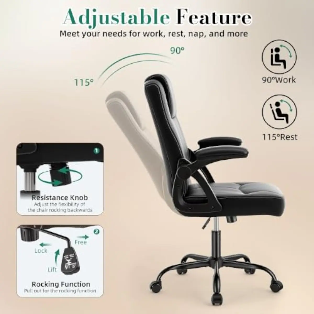 人間工学に基づいたデザインの高級オフィスチェア。360度回転 - Ergonomic Office Chair のレビューと価格