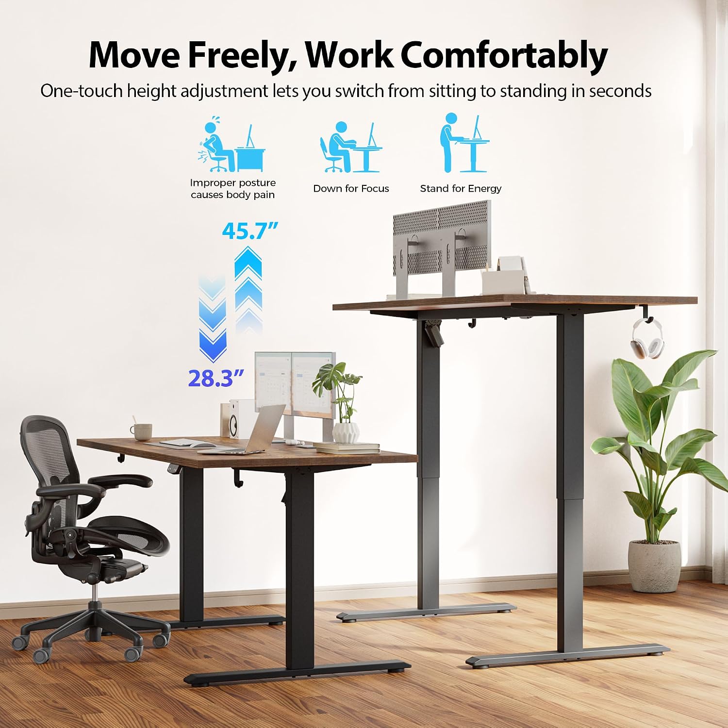 電動スタンディングデスク、55 x 28インチの高さ調節可能 - Home Office Work Table のレビューと価格