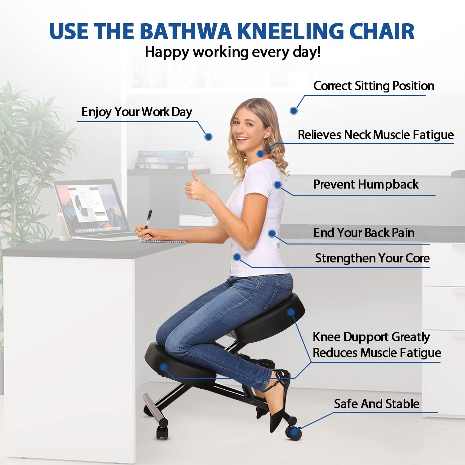 オフィス用のエルゴノミクスニーリングチェア、家庭およびオフィ - Ergonomic Office Chair のレビューと価格