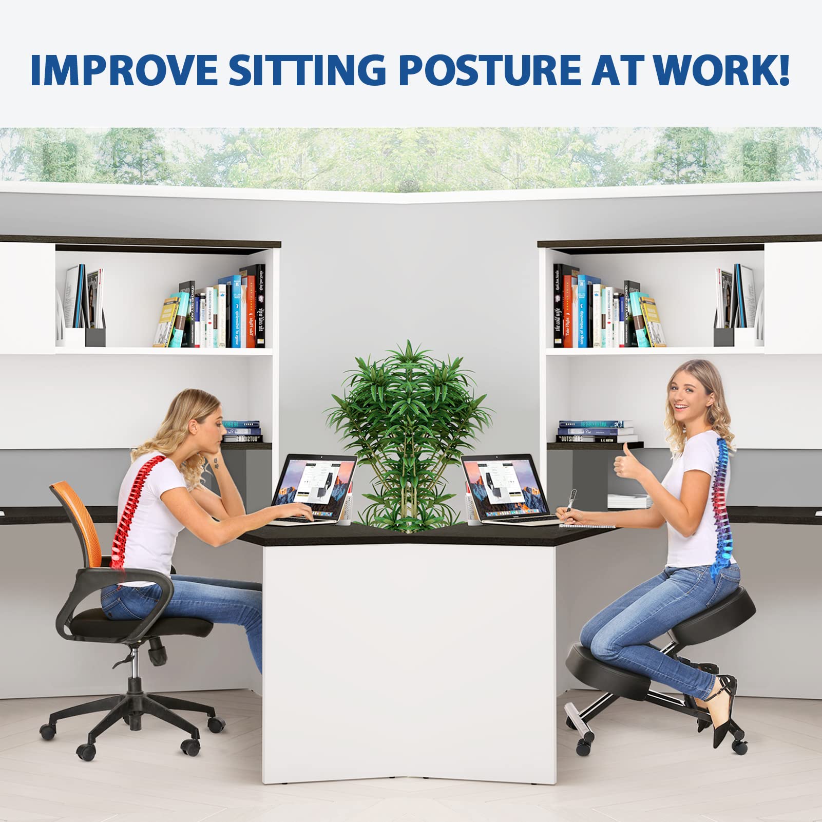 オフィス用のエルゴノミクスニーリングチェア、家庭およびオフィ - Ergonomic Office Chair のレビューと価格