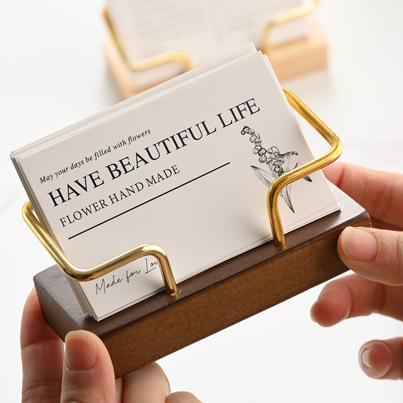 木製名刺ホルダー金属製デスクトップカードディスプレイスタンド - Document Holder Stand のレビューと価格