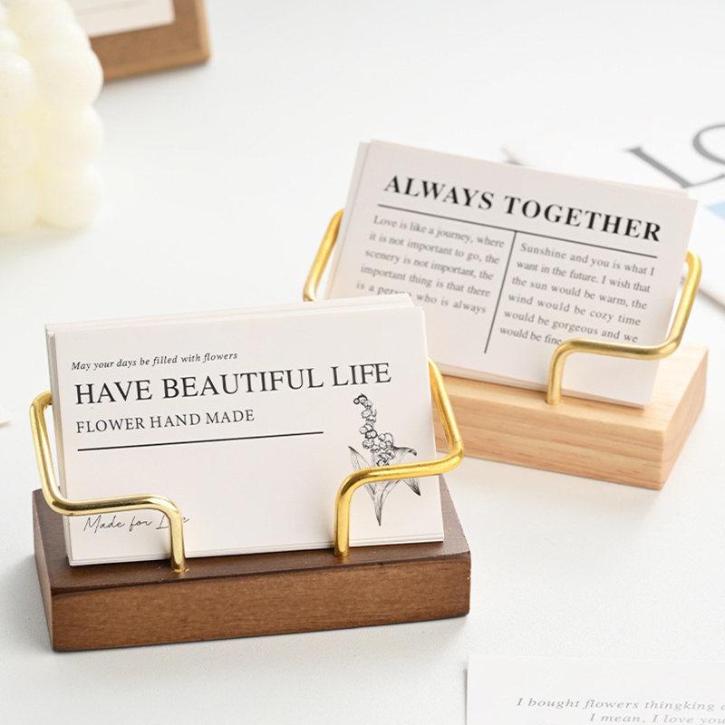 木製名刺ホルダー金属製デスクトップカードディスプレイスタンド - Document Holder Stand のレビューと価格