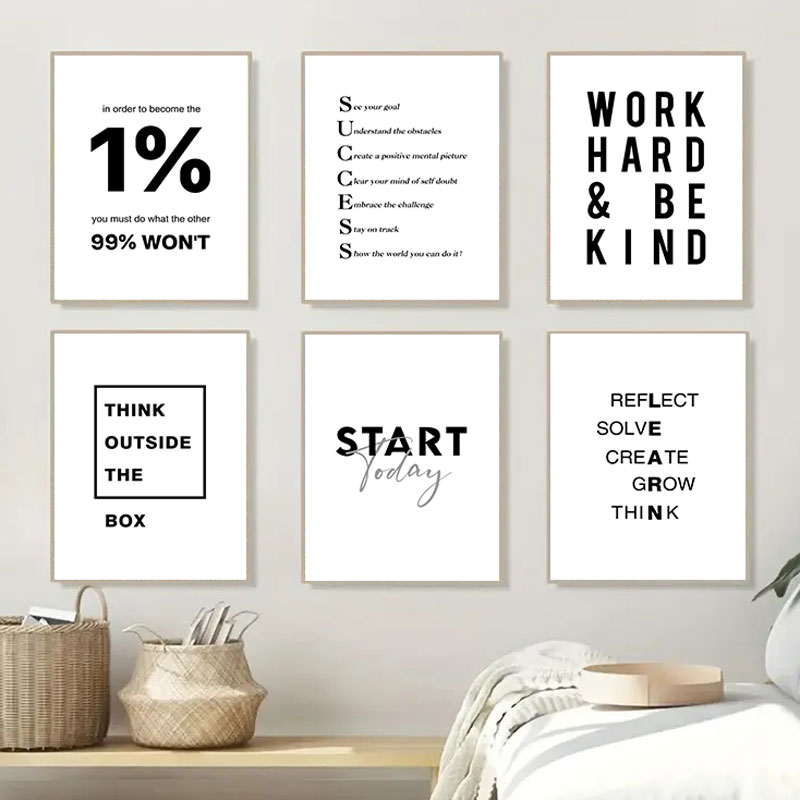 1枚入り シンプルな白黒のインスピレーションを与える名言キャ - Home Office Room Inspiration のレビューと価格