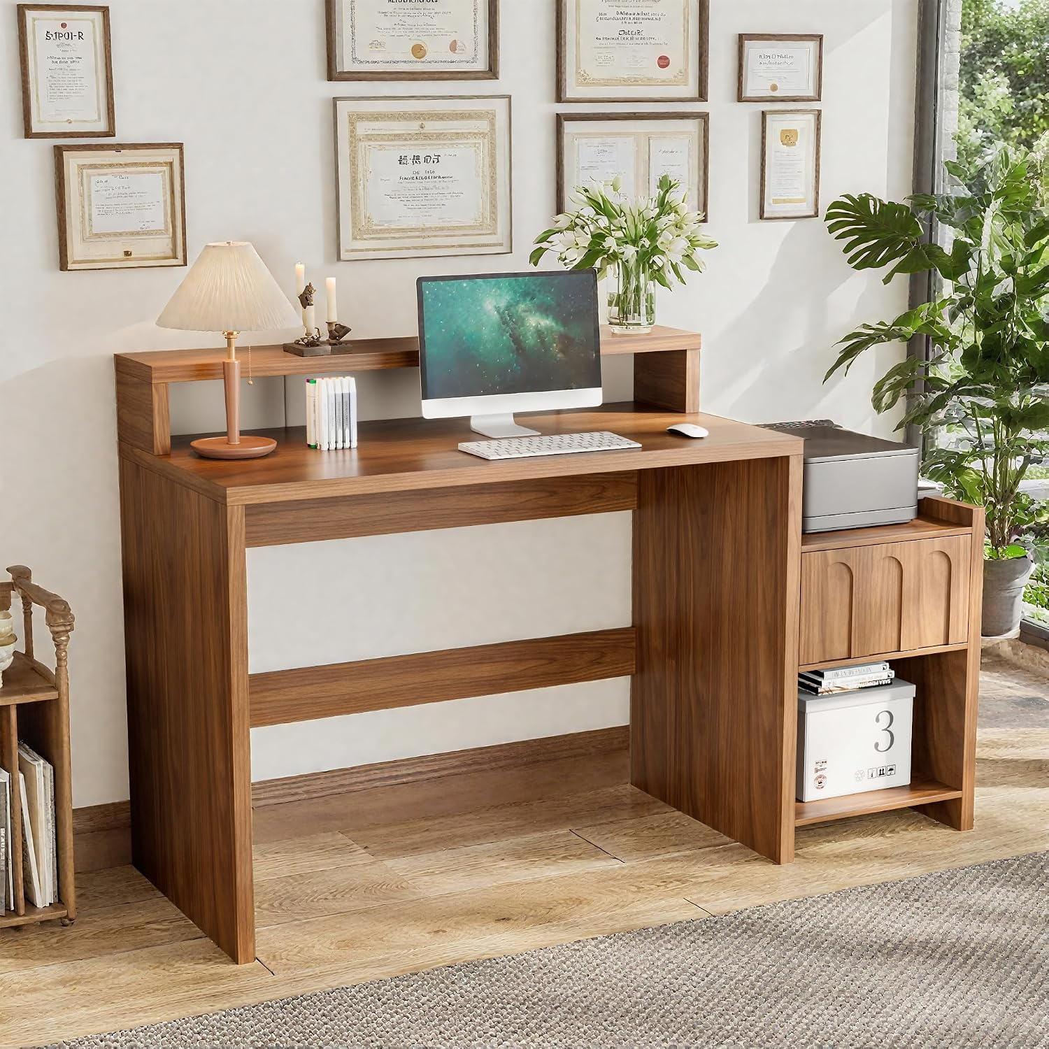 60インチのエグゼクティブデスク（引き出しとプリンターシェル - Home Office Work Table のレビューと価格