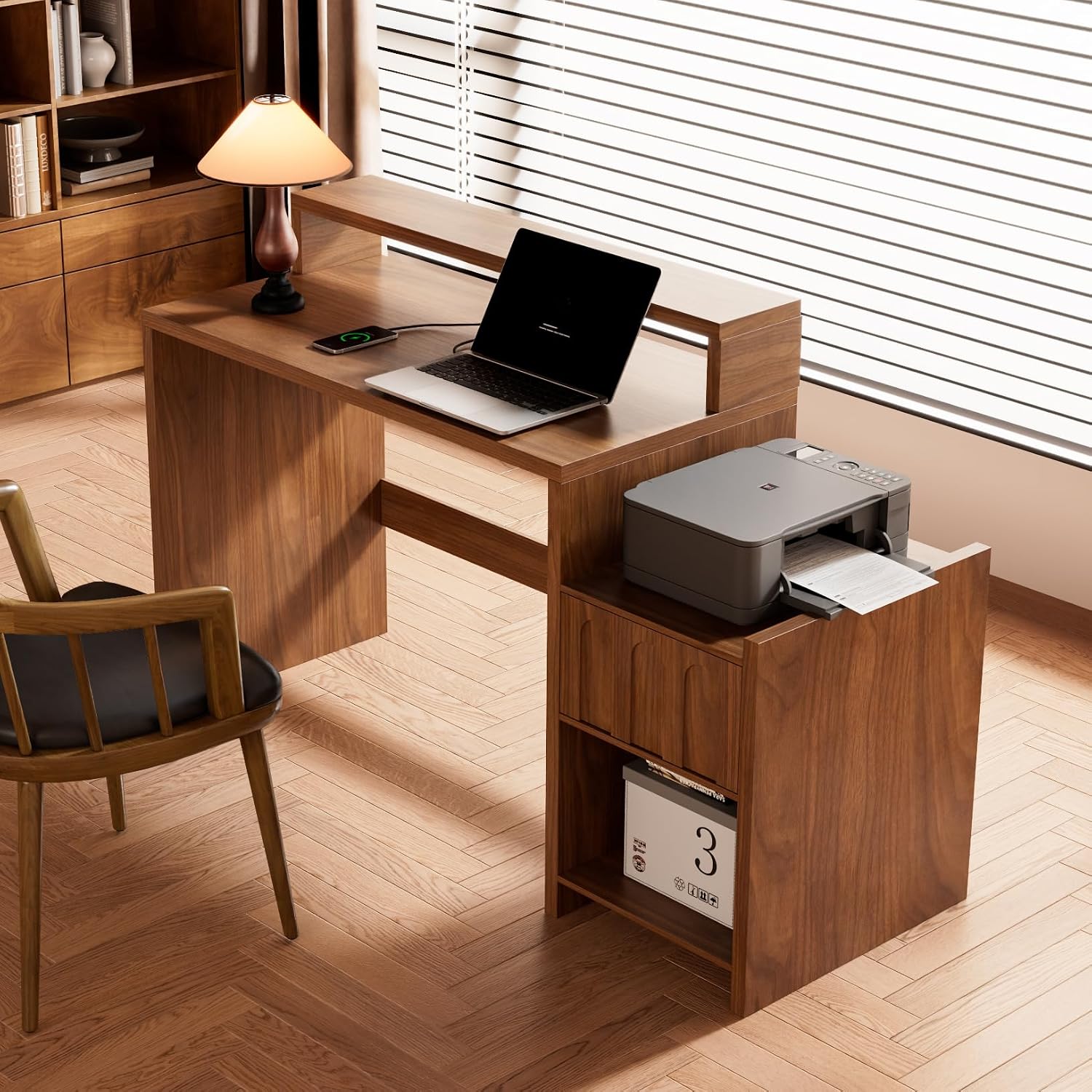 60インチのエグゼクティブデスク（引き出しとプリンターシェル - Home Office Work Table のレビューと価格