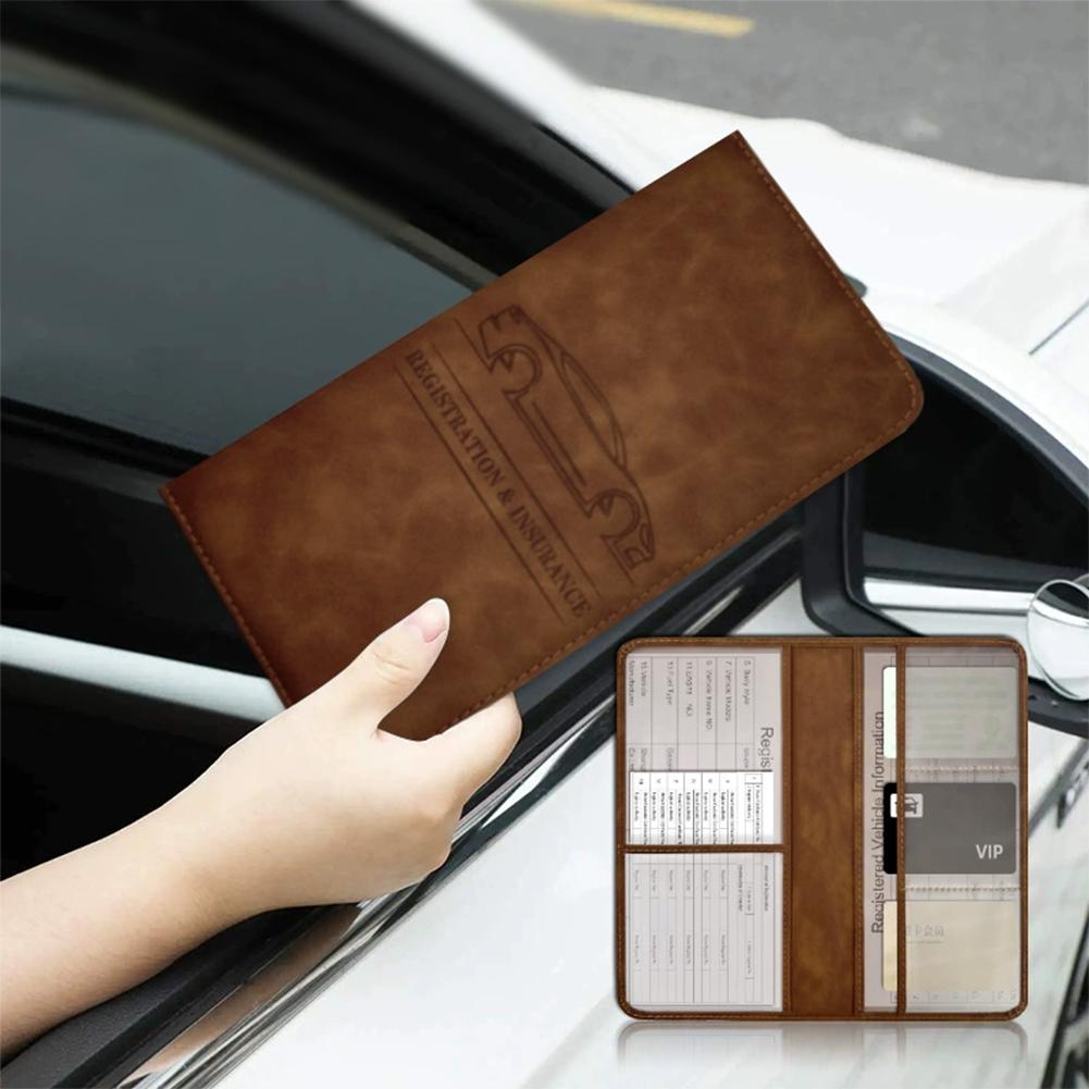 PUレザー製 車検保険証ホルダー 運転免許証カバー 車載書類 - Document Holder Stand のレビューと価格