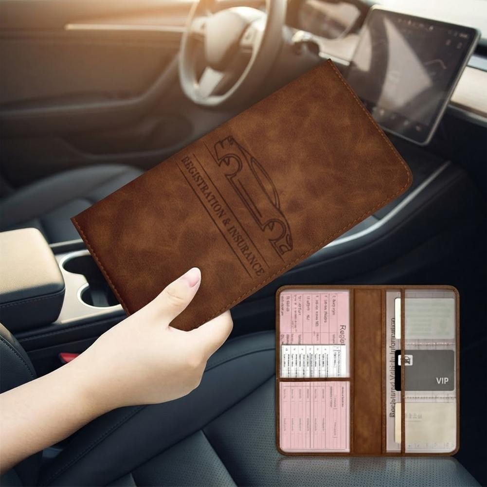 PUレザー製 車検保険証ホルダー 運転免許証カバー 車載書類 - Document Holder Stand のレビューと価格