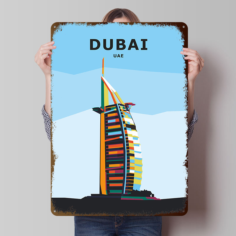 ドバイ旅行用ブリキポスター、カスタムウォールアート、ヴィンテ - Home Office Dubai のレビューと価格