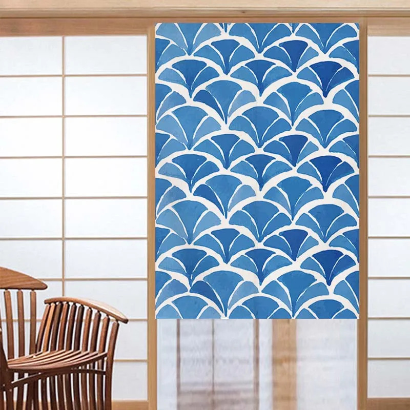 VIKAMA 浮世絵の巨波をイメージしたのれんカーテン、青と - Home Office Room Inspiration のレビューと価格