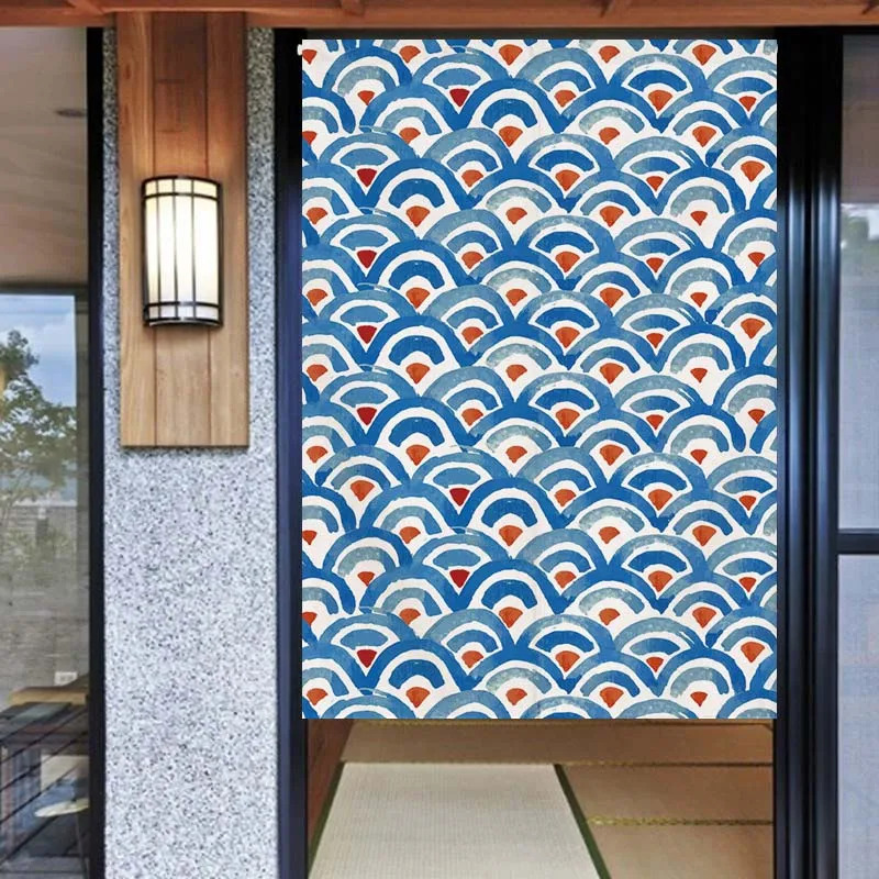 VIKAMA 浮世絵の巨波をイメージしたのれんカーテン、青と - Home Office Room Inspiration のレビューと価格