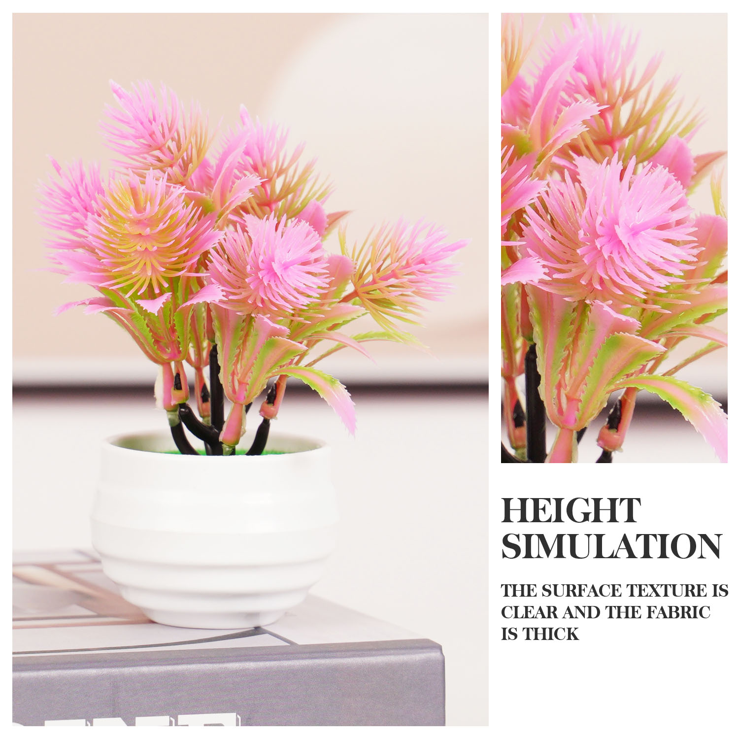 人工植物ミニ盆栽鉢植え、小さな鉢植えの盆栽ポット、偽の花、オ - Home Office Layout のレビューと価格